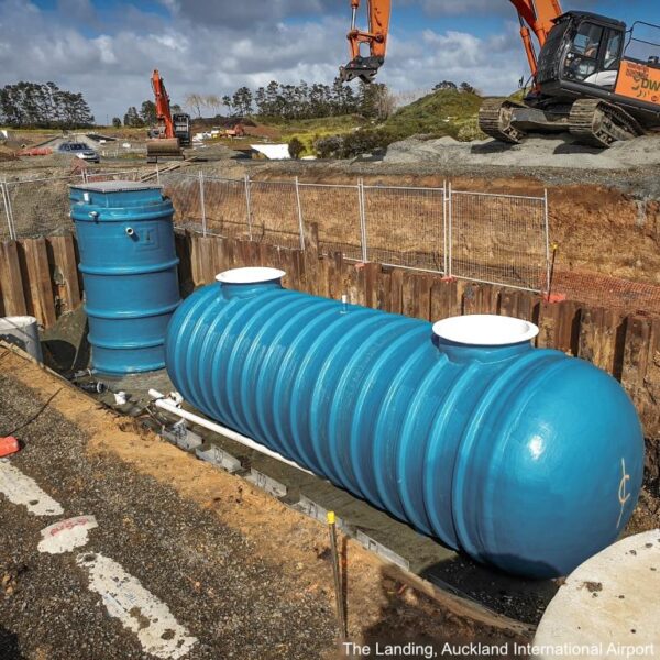 Packaged Pumpstation at The Landing, Auckland Intl Airport on site
